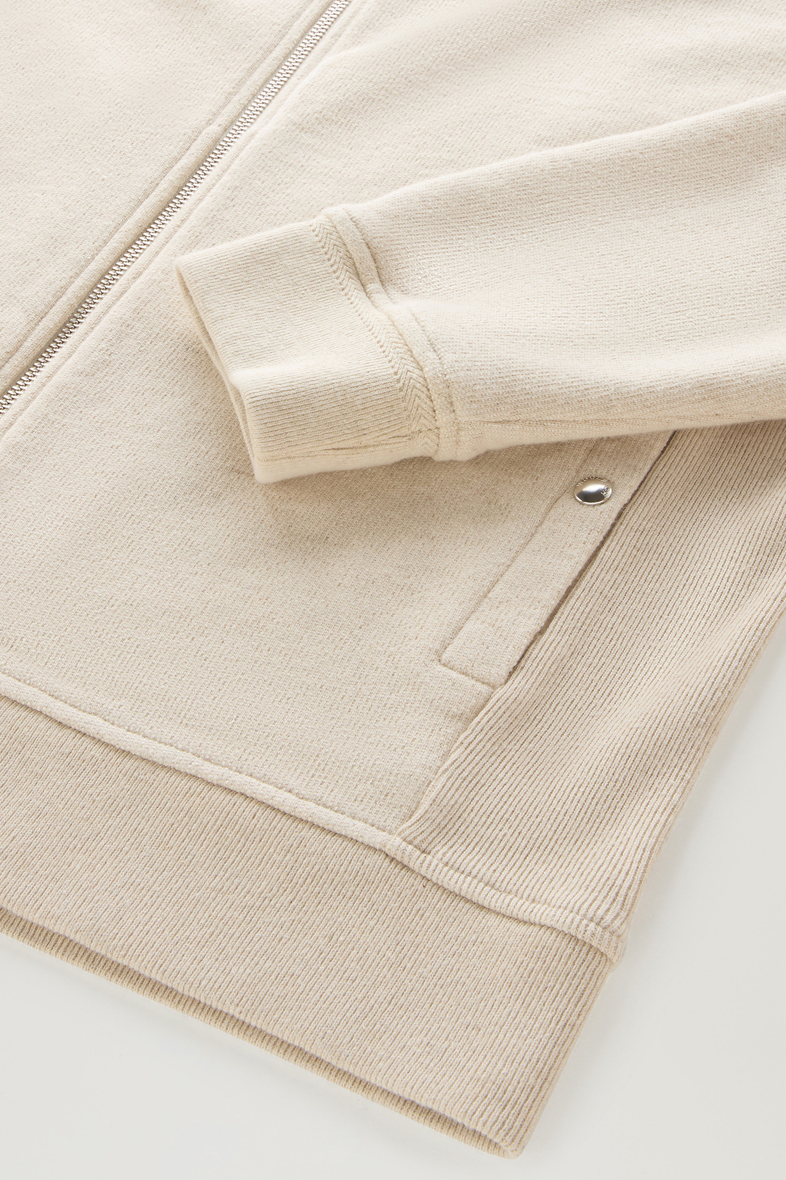 Kapuzenjacke aus Leinen-Baumwollfleece-Mischung beige photo 7 | Woolrich