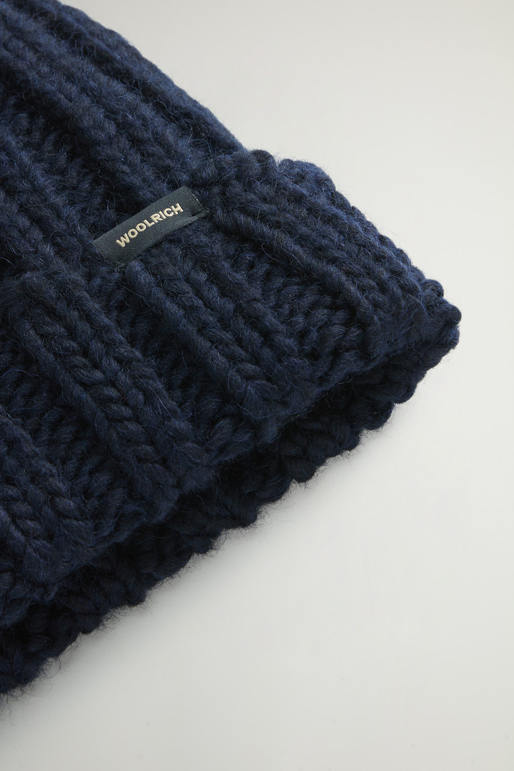 Ribbed Beanie in Wool and Alpaca Blend Blue photo 3 | Woolrich