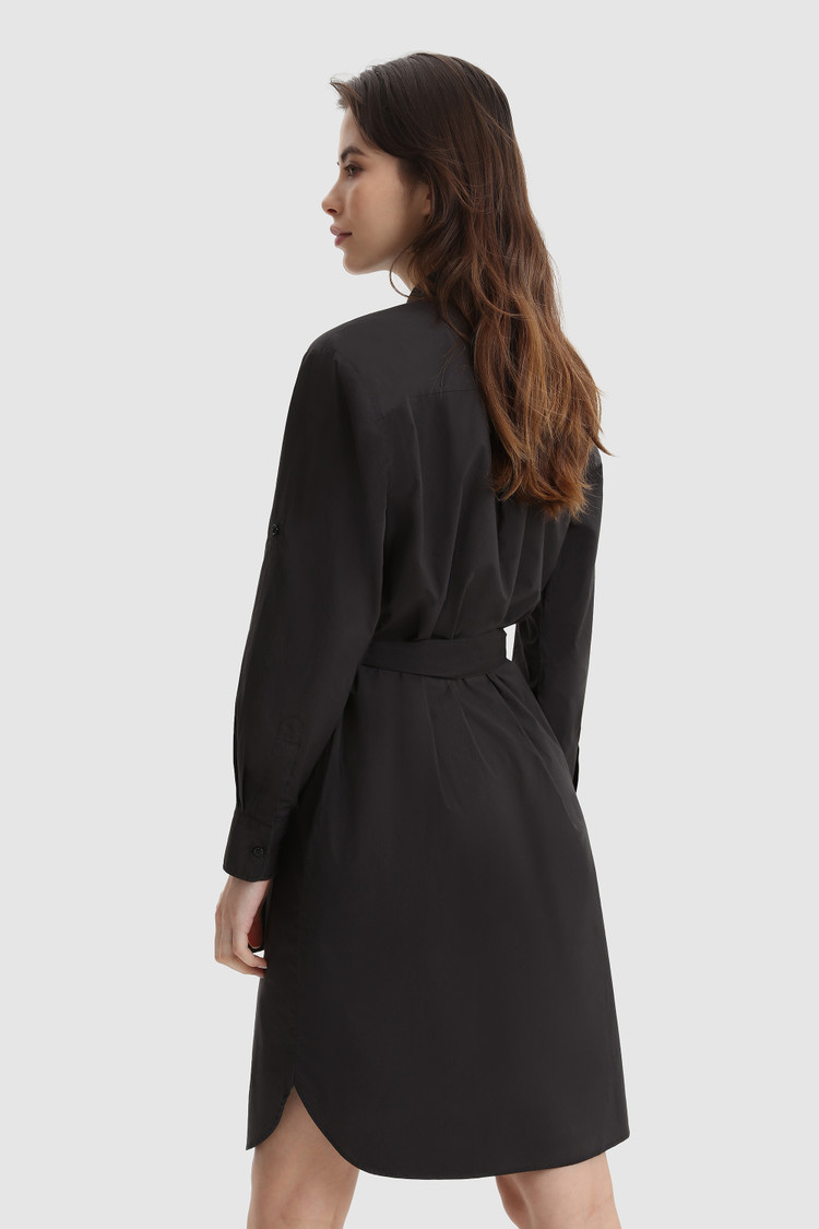 Popeline belted dress