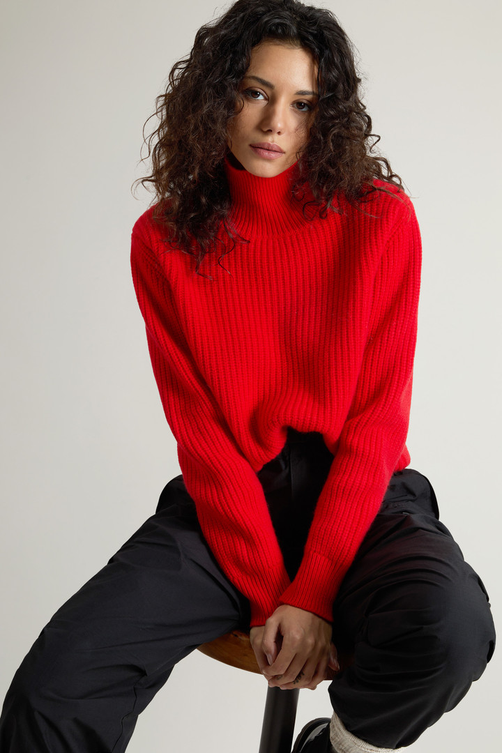 Canberra Pullover mit Stehkragen aus reiner Schurwolle Rot photo 4 | Woolrich