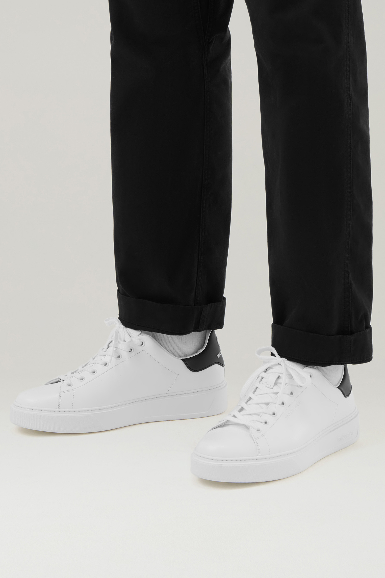 Men's Classic Court Sneakers in Leather with Contrasting Patch White ...