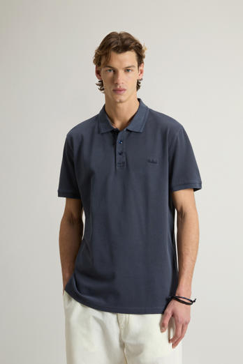 Polo Mackinack tinta in capo in piqué di cotone elasticizzato Blu | Woolrich