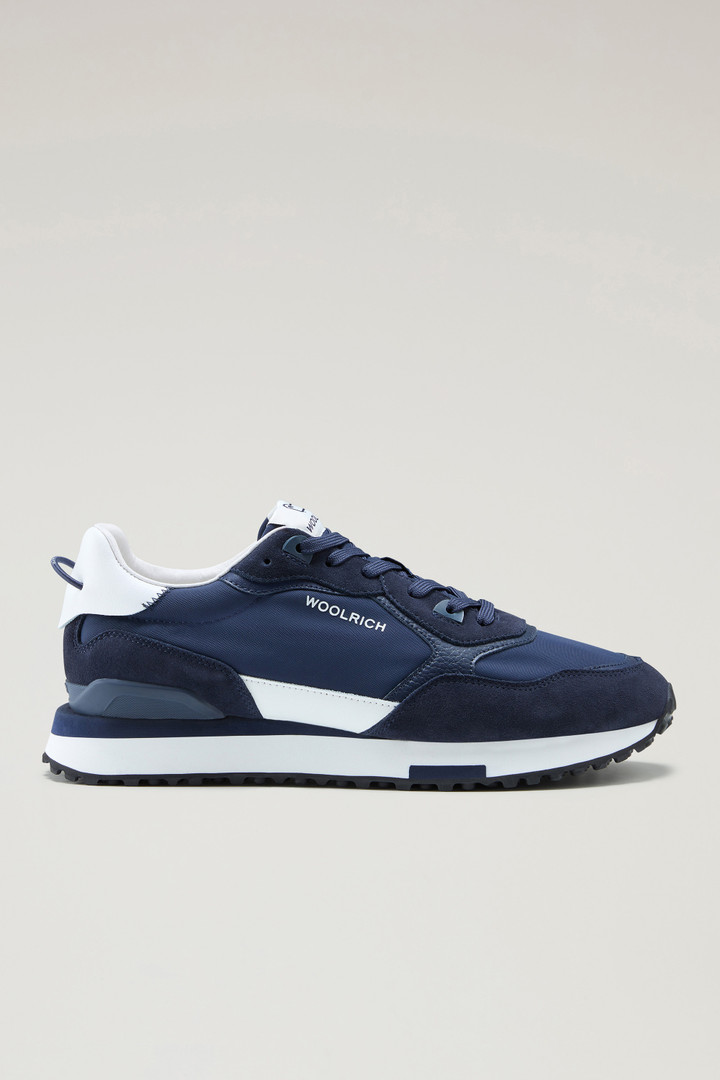 Retro Leather Sneakers with Nylon Details Blue photo 1 | Woolrich