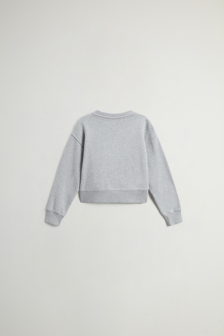 Girls' Crewneck Sweatshirt in Pure Cotton with Logo Gray photo 2 | Woolrich