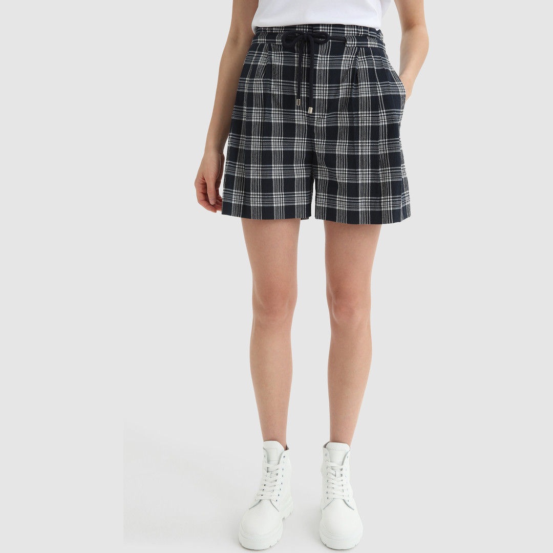 Woolrich Women Melton Blue Check Size M In Melton Blue Check