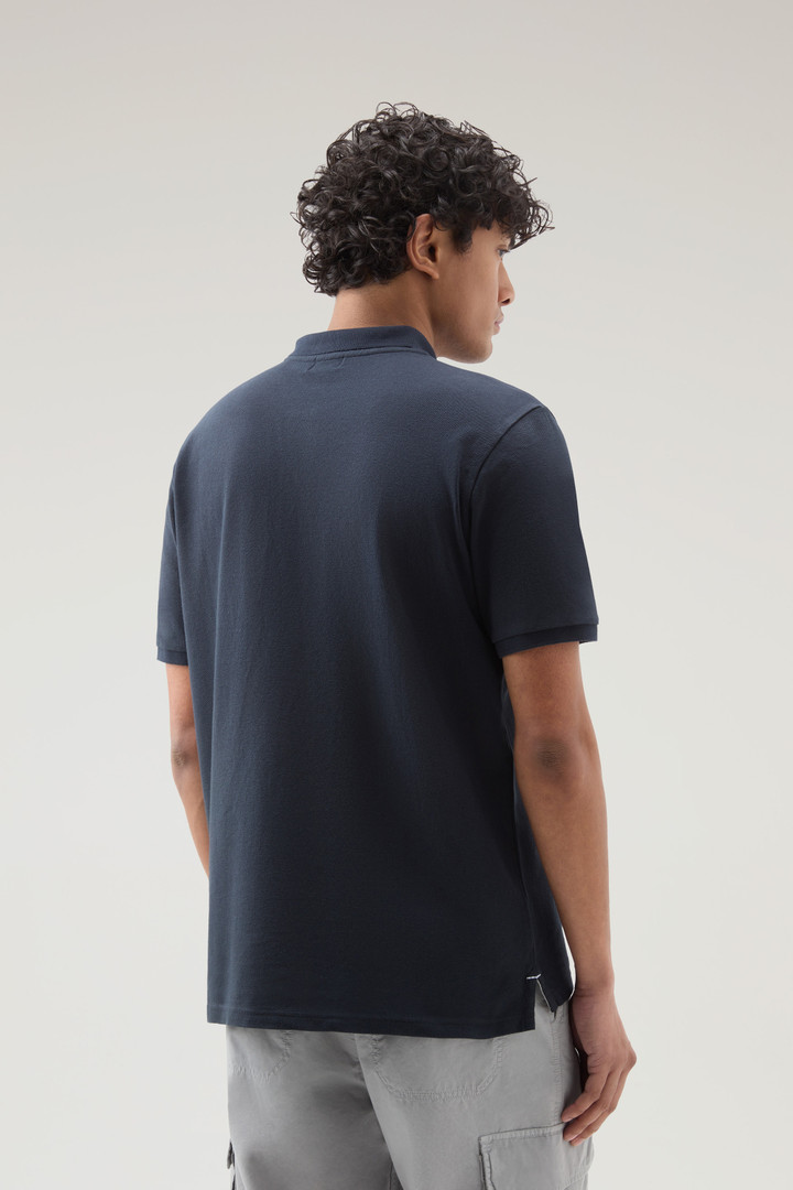 Polo-Shirt aus Piqué aus reiner Baumwolle Blau photo 3 | Woolrich