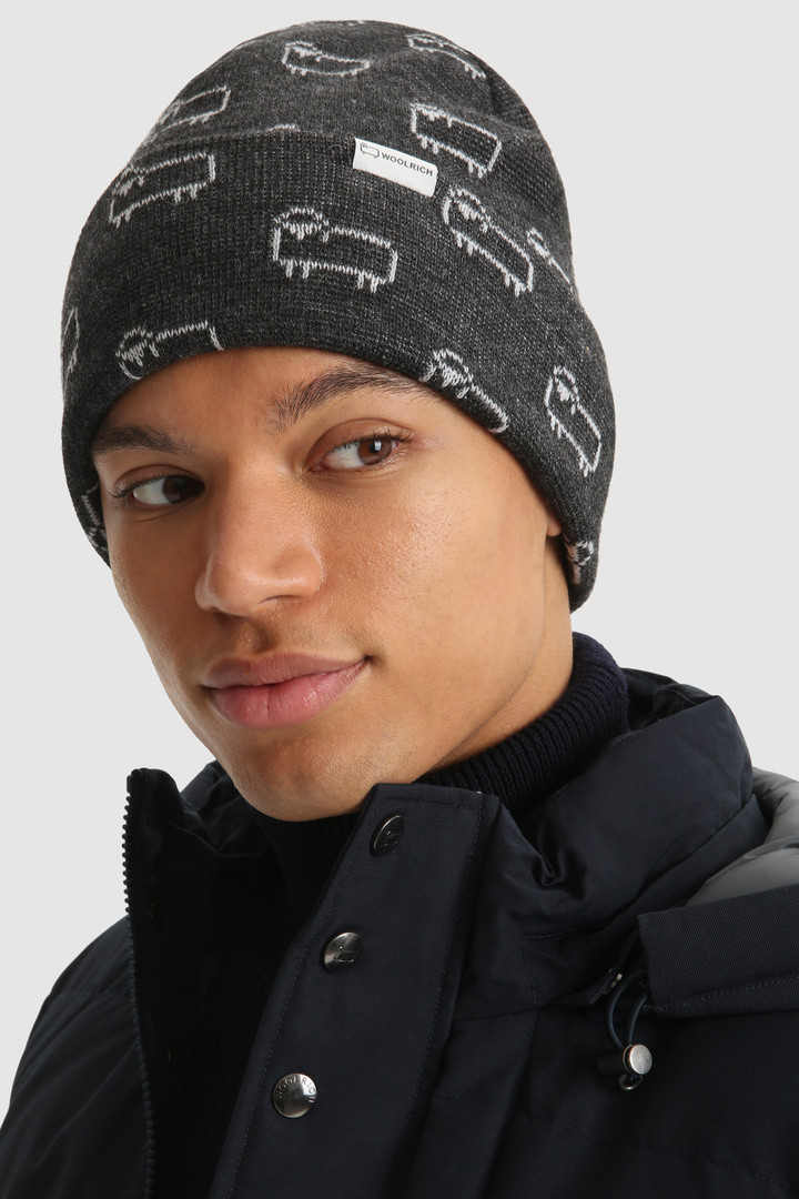 Gorro en mezcla de lana con logotipo de oveja en jacquard