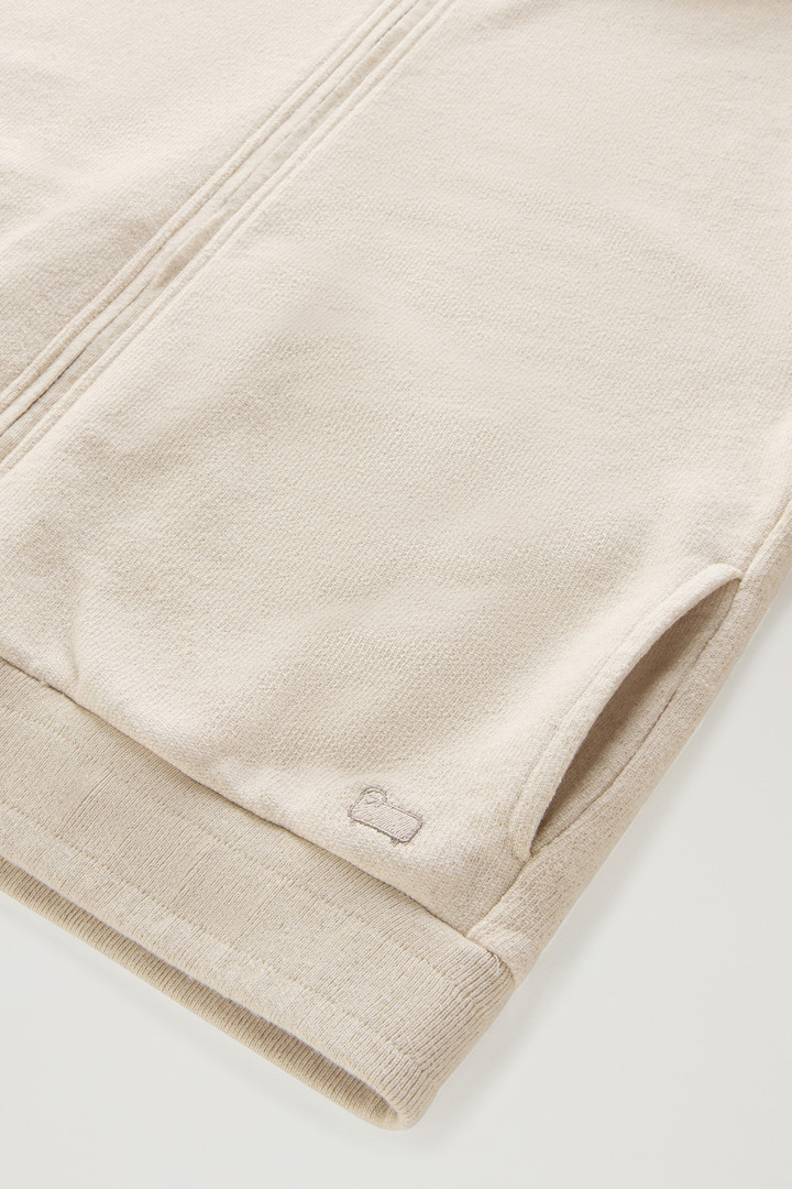 Sweat-shirt à capuche zippé en coton et lin mélangés Beige photo 8 | Woolrich