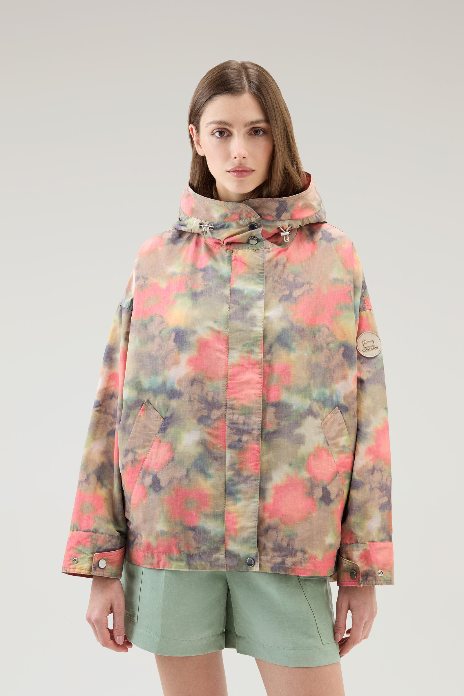 Jacket in a Cotton-linen Blend with a Multicolored Print - Women -  multicolor