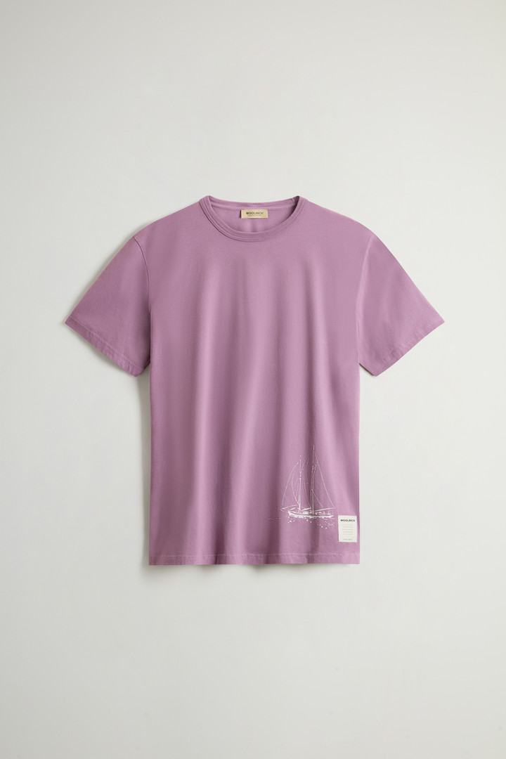 Pure Cotton T-Shirt with Graphic Print Purple photo 5 | Woolrich