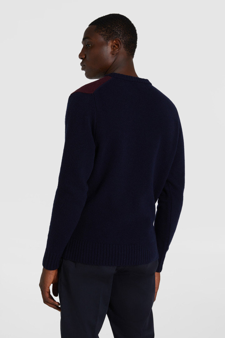 Maglione in lana girocollo color block