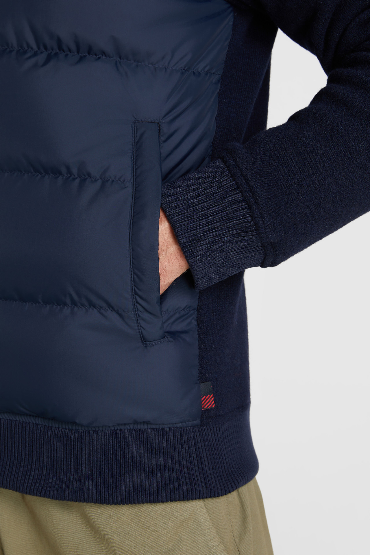 Padded Jacket With Wool-Cotton Blend Sleeves