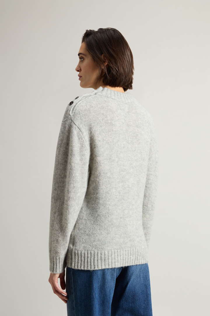 Alpaca Blend Sweater with Buttons on the Shoulder Gray photo 3 | Woolrich