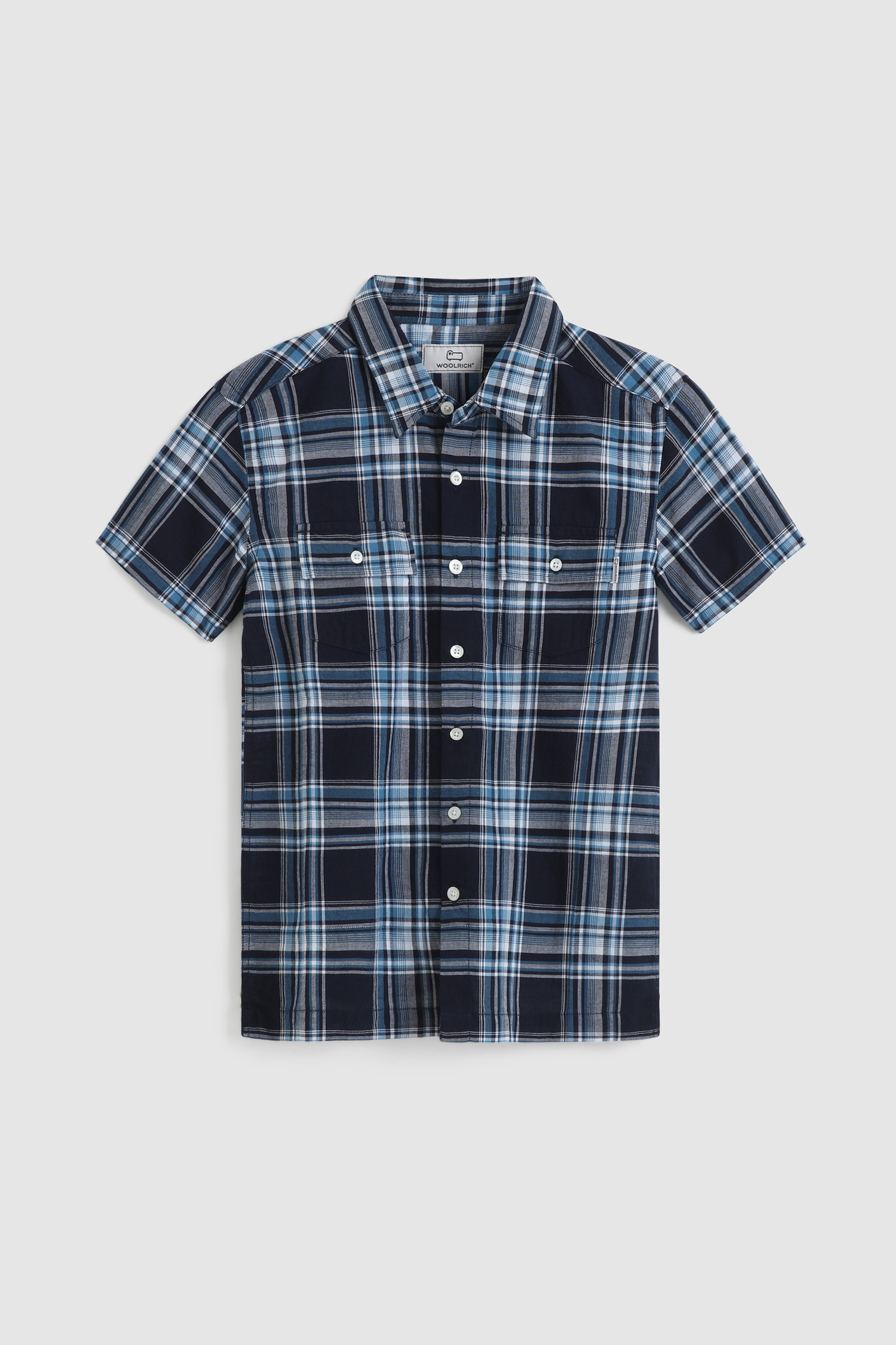 Chemise en popeline à boutons pour garçon bleu | Woolrich