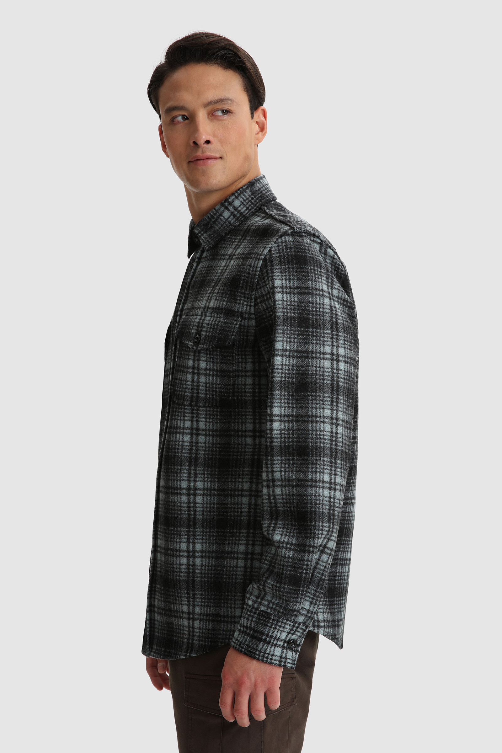 Alaskan Melton Shirt in Recycled Italian Wool - Men - Blue