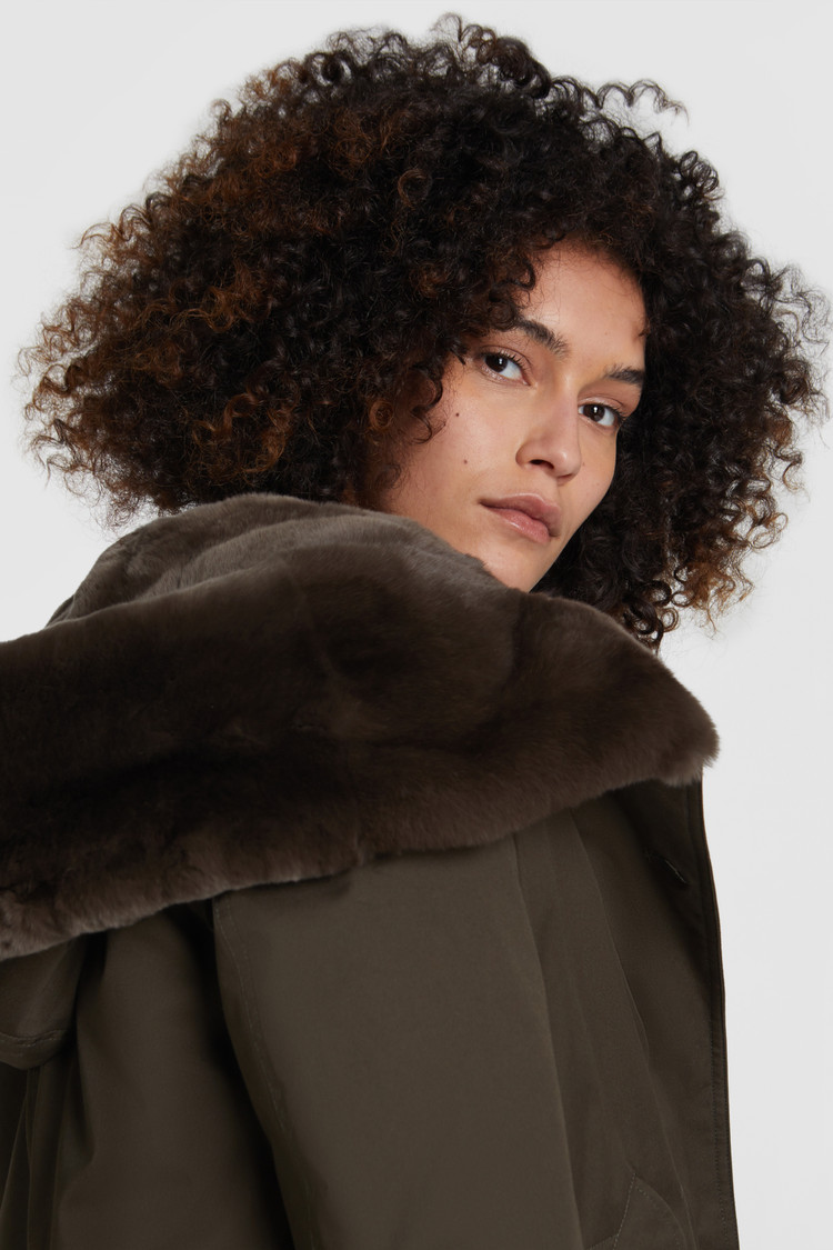 Literary Parka with rex fur