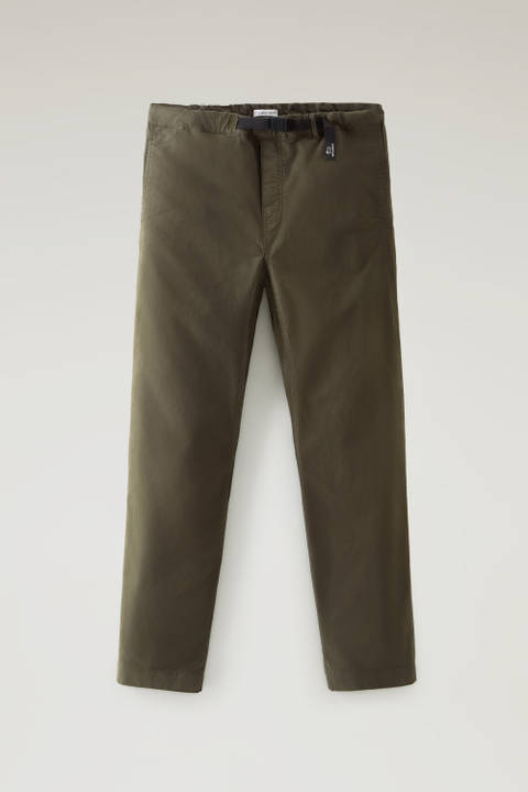 Garment-Dyed Chino Pants in Stretch Cotton Twill Green photo 2 | Woolrich
