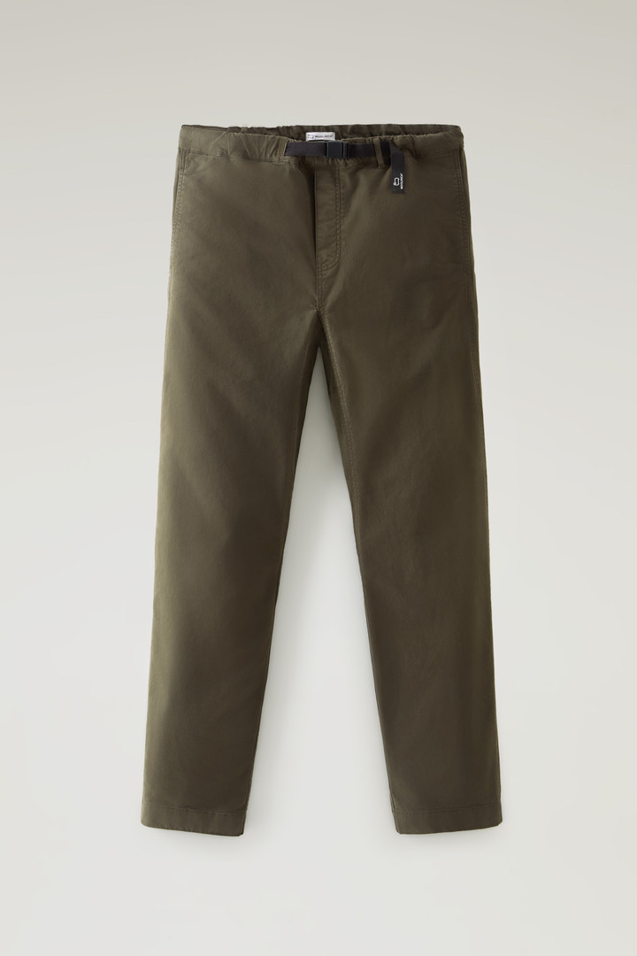 Garment-Dyed Chino Pants in Stretch Cotton Twill Green photo 1 | Woolrich