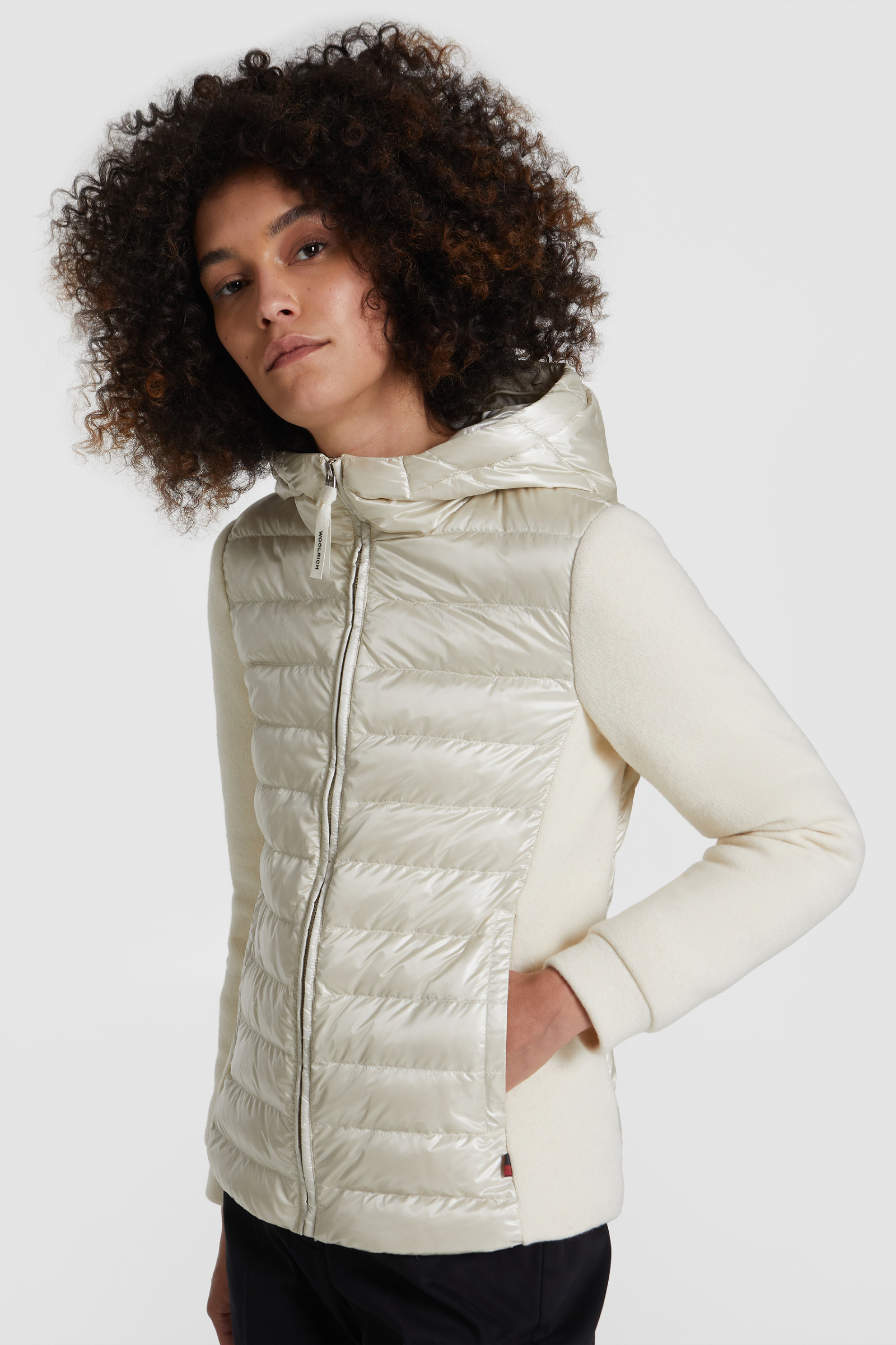 Padded Sweatshirt With Hood And Fox Fur