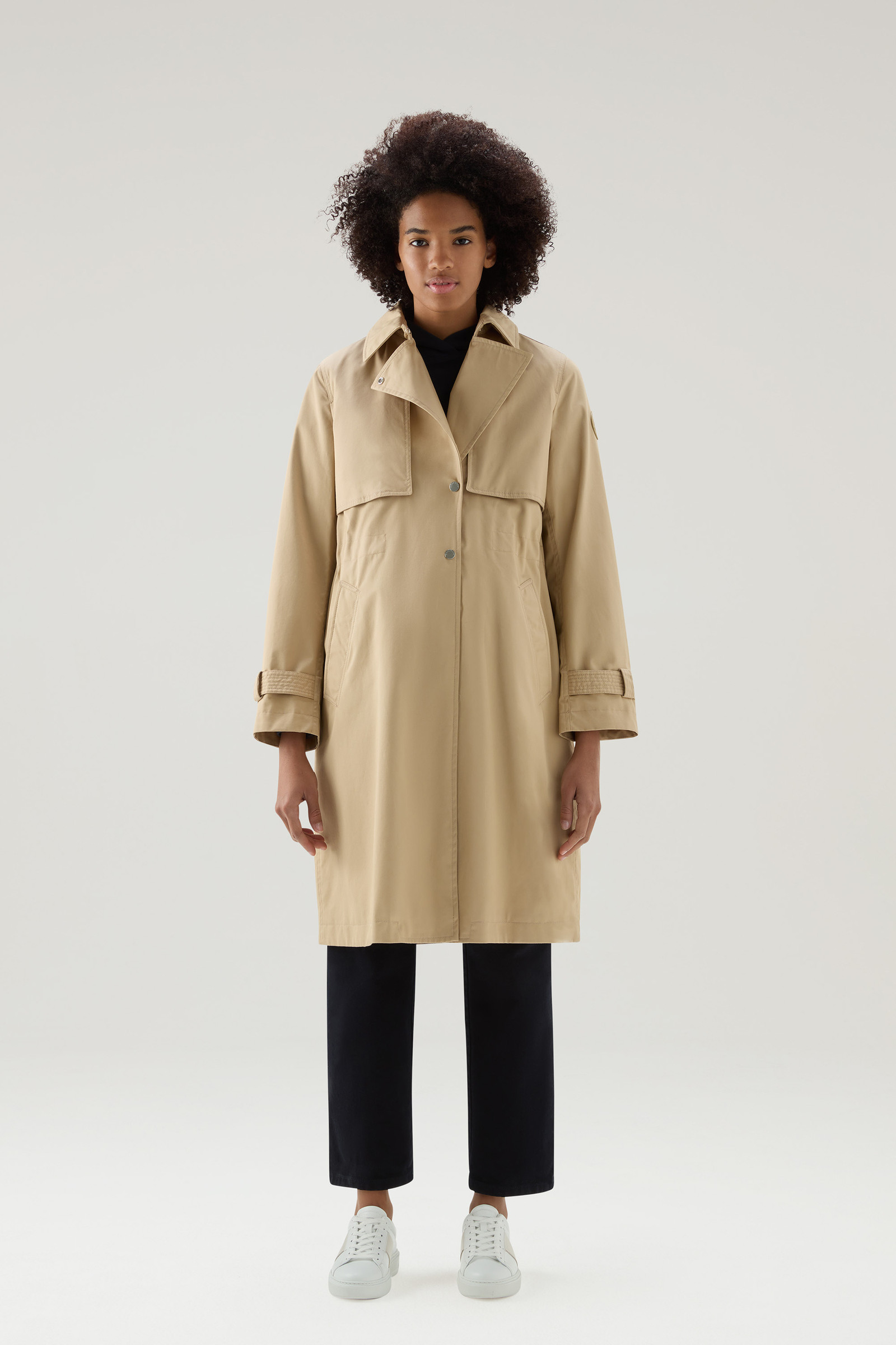 Havice Trench Coat in Pure Cotton Beige photo 2 | Woolrich