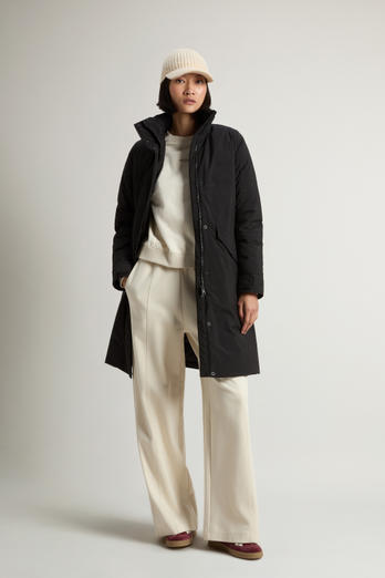 Long Cloud Jacket with Foldaway Hood Black | Woolrich