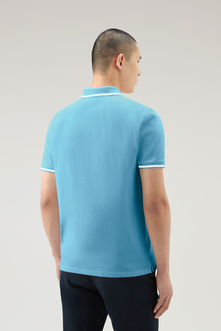 Monterey Polo Shirt in Stretch Cotton Piquet with Striped Edges Blue photo 3 | Woolrich