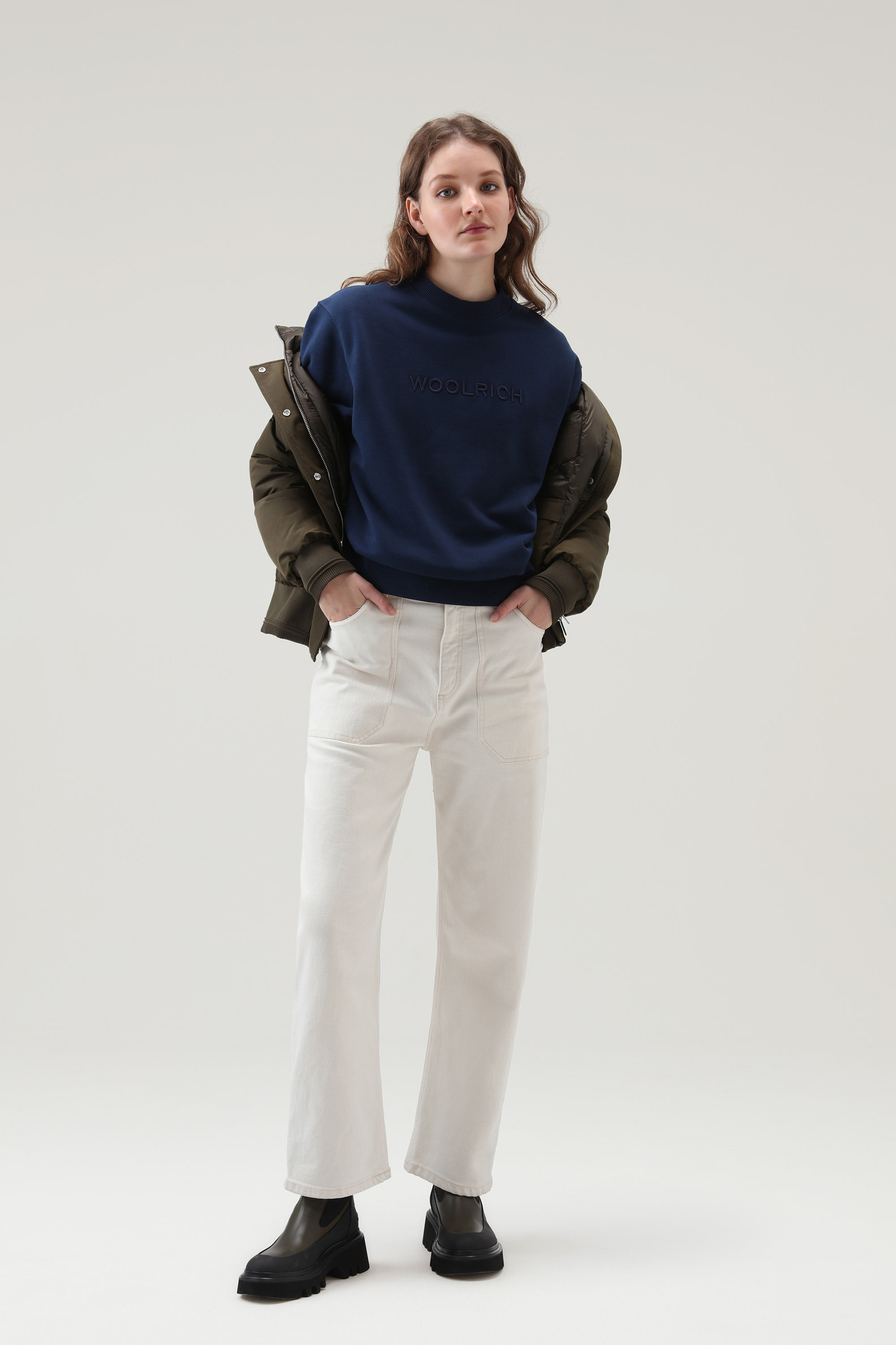 Sweat avec logo brodé Bleu photo 2 | Woolrich