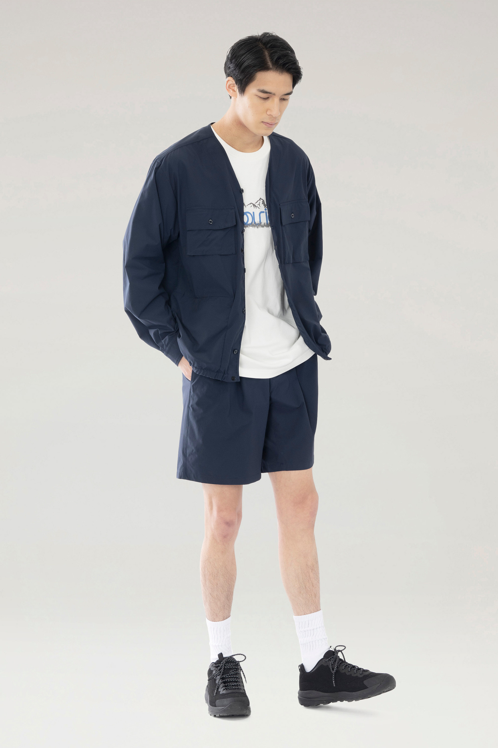 High Aeration Cardigan in Stretch Ripstop Blue | Woolrich