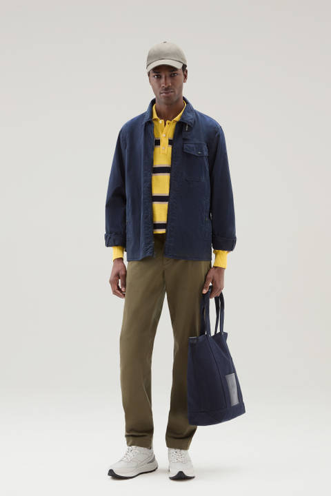 Garment-dyed overhemdjack van zuiver katoen Blauw | Woolrich