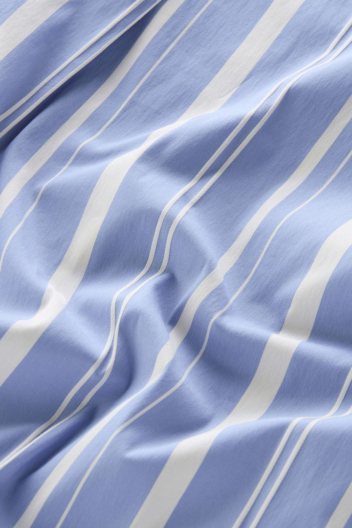 Striped Cotton Fleece Poplin Shirt Blue photo 8 | Woolrich