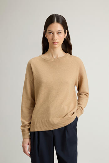 Crewneck Sweater in Virgin Wool and Cashmere Blend Beige | Woolrich