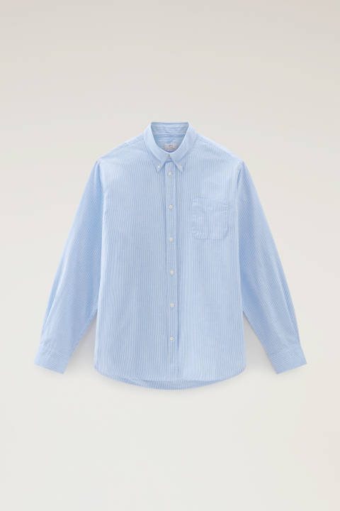 Striped Shirt in a Linen Cotton Blend Blue photo 2 | Woolrich