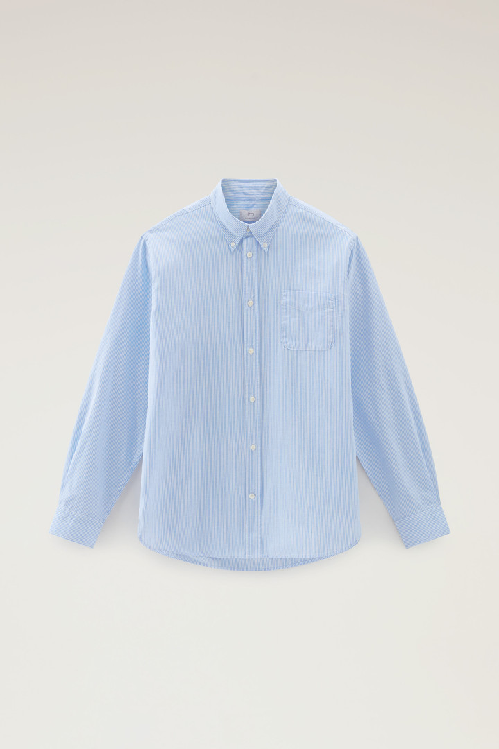 Striped Shirt in a Linen Cotton Blend Blue photo 5 | Woolrich