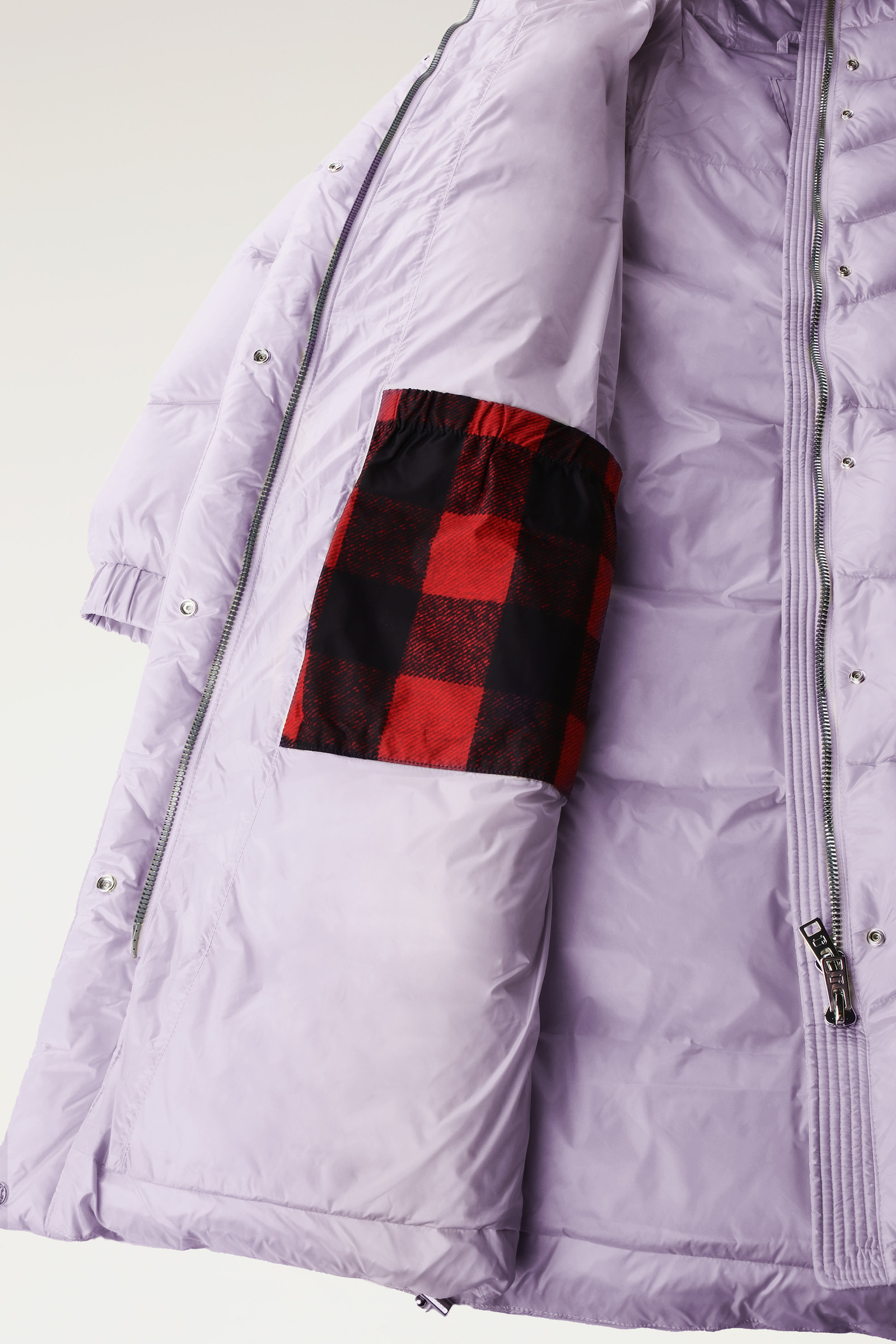 Aliquippa Long Down Jacket in Glossy Nylon with a Drawstring Waist Lilac photo 9 | Woolrich
