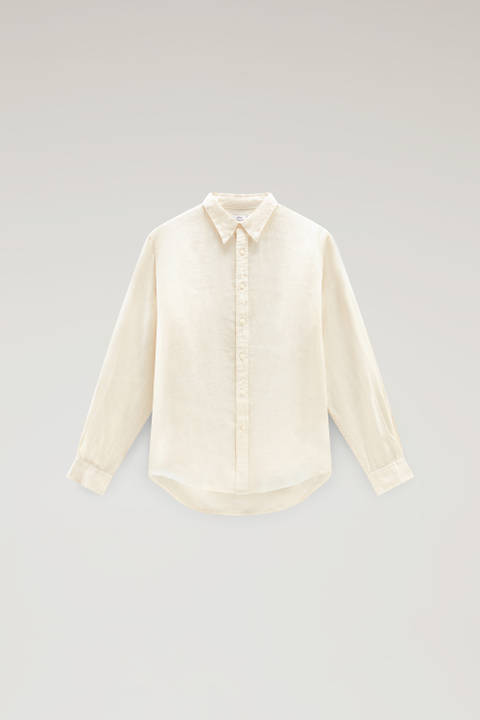 Chemise en pur lin teinte en pièce Blanc photo 2 | Woolrich