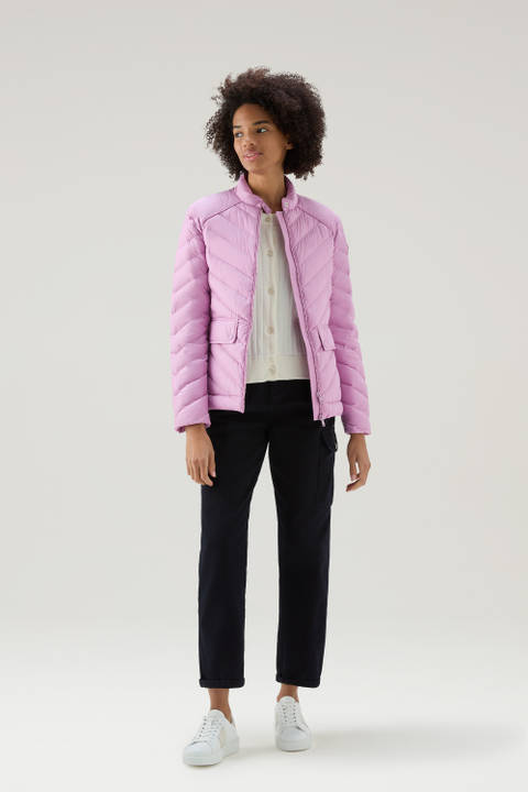Short Padded Jacket with Chevron Quilting Pink | Woolrich