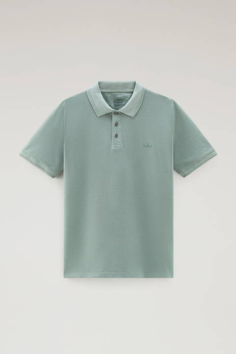 Garment-Dyed Mackinack Polo in Stretch Cotton Piquet Green photo 2 | Woolrich