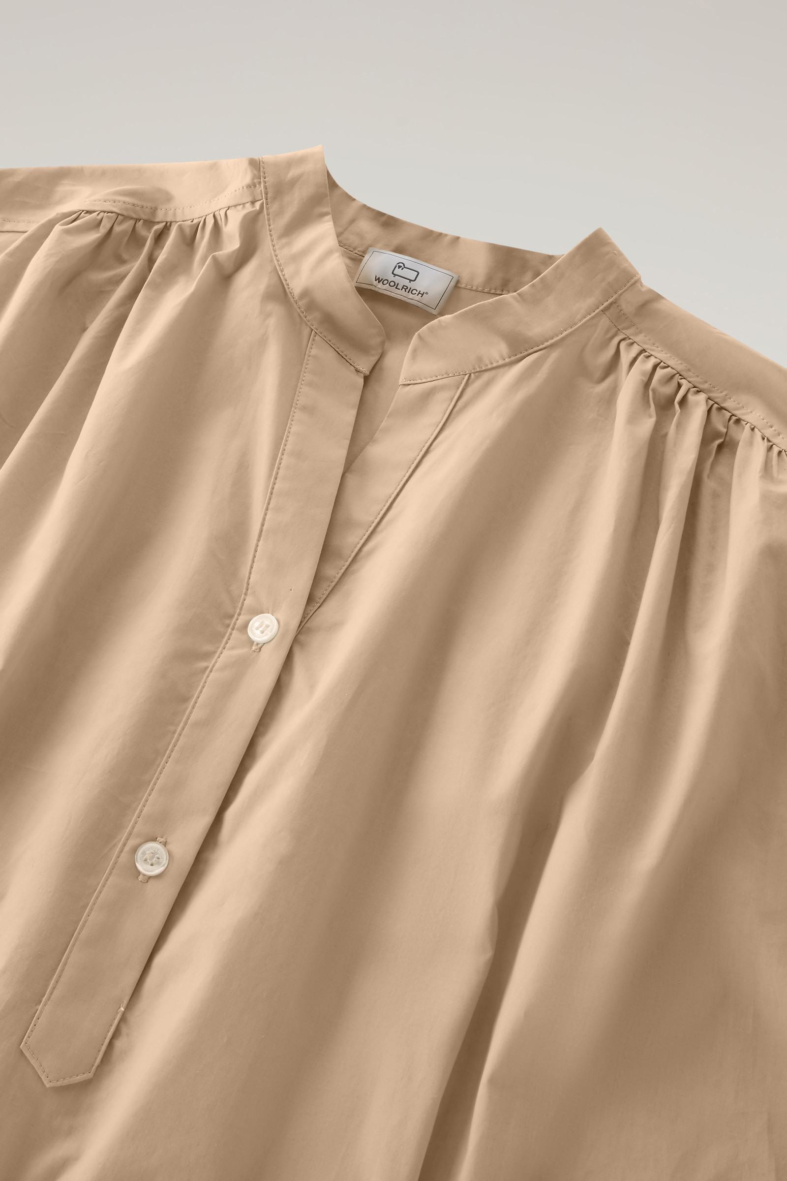 Robe courte en popeline de pur coton avec pinces beige photo 5 | Woolrich
