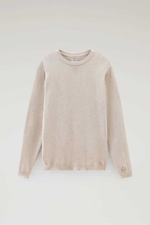 Pure Cotton Crewneck Sweater Beige | Woolrich