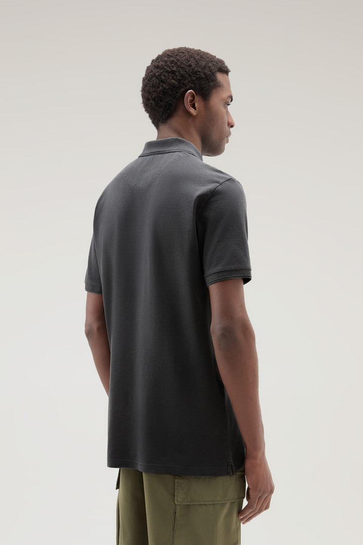 Garment-Dyed Mackinack Polo in Stretch Cotton Piquet Black photo 3 | Woolrich