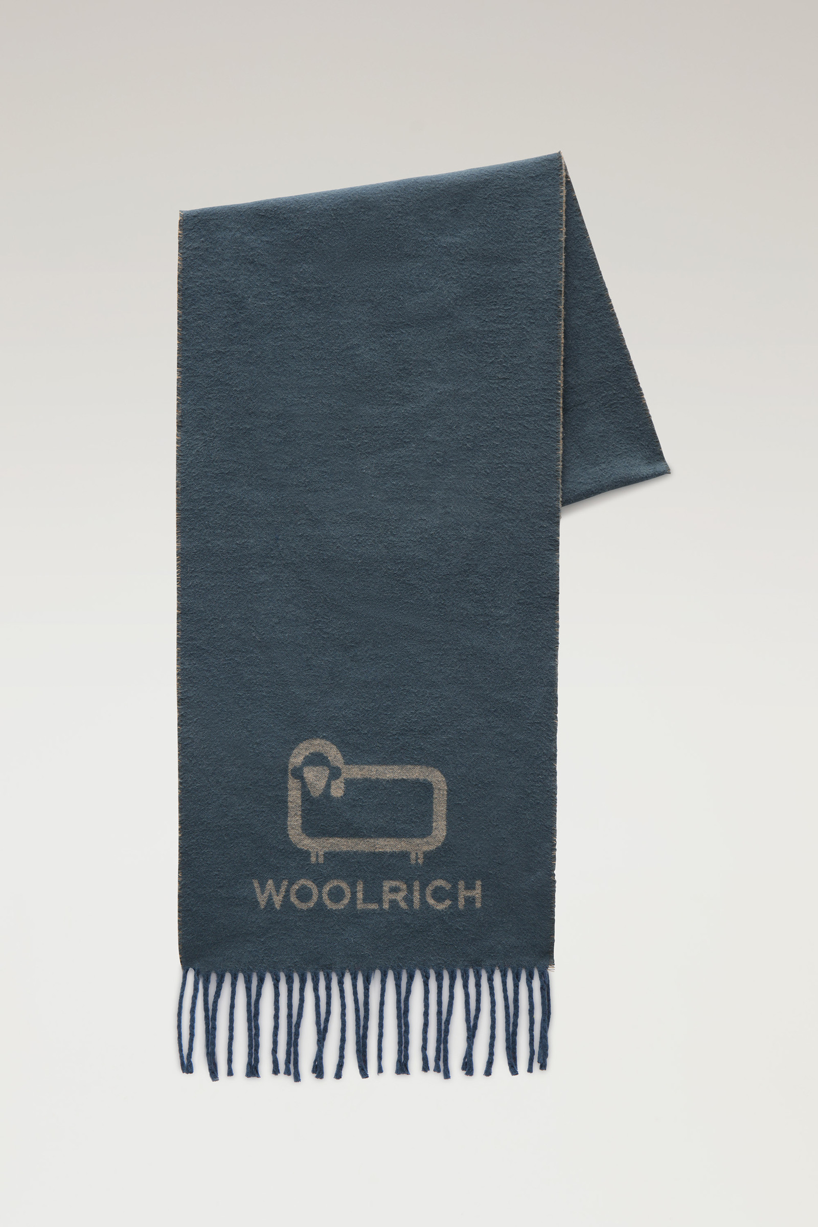 Tweekleurige sjaal van geborsteld katoen blauw | Woolrich