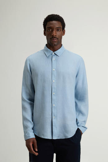 Garment-Dyed Pure Linen Shirt Blue photo 1 | Woolrich