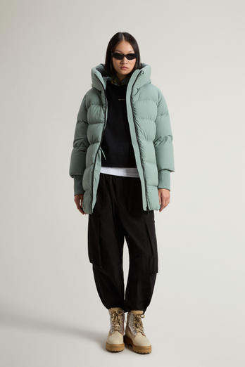 Cloud Down Jacket in Stretch Nylon with Matte Finish Green | Woolrich