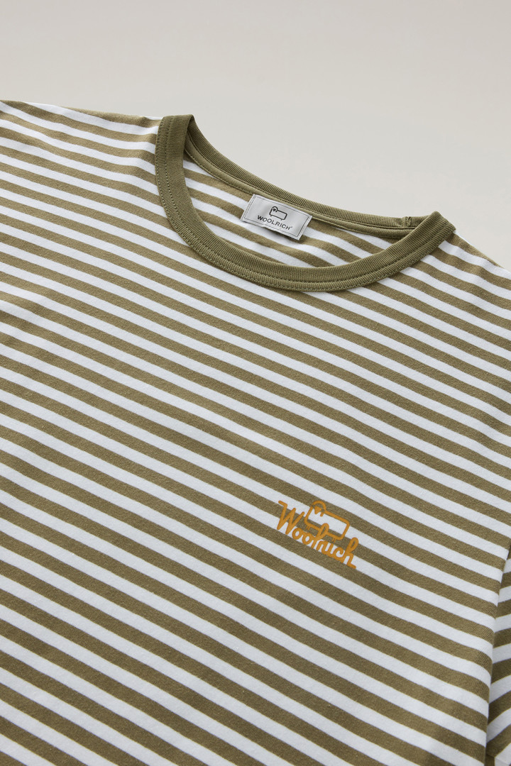 Striped T-Shirt in Stretch Cotton Jersey Green photo 6 | Woolrich