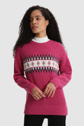 Jacquard Pattern Crewneck Sweater in Virgin Wool