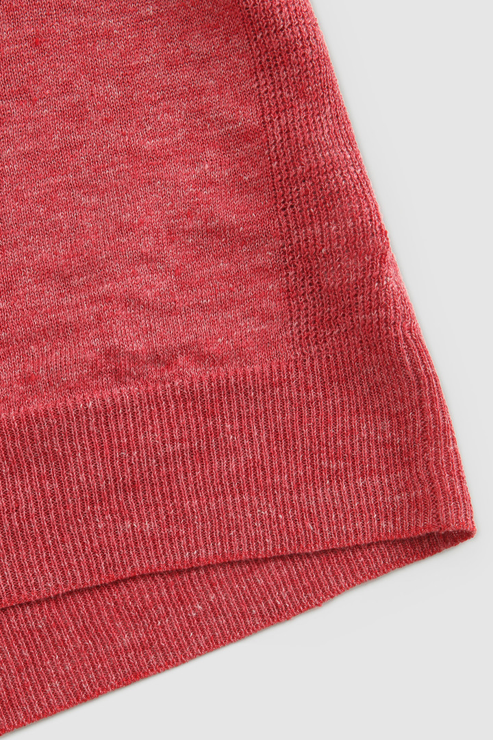 Haut en pur lin avec col côtelé rouge photo 7 | Woolrich