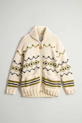 Cowichan Cardigan in Pure Wool with Contrasting Pattern by Todd Snyder White photo 1 | Woolrich