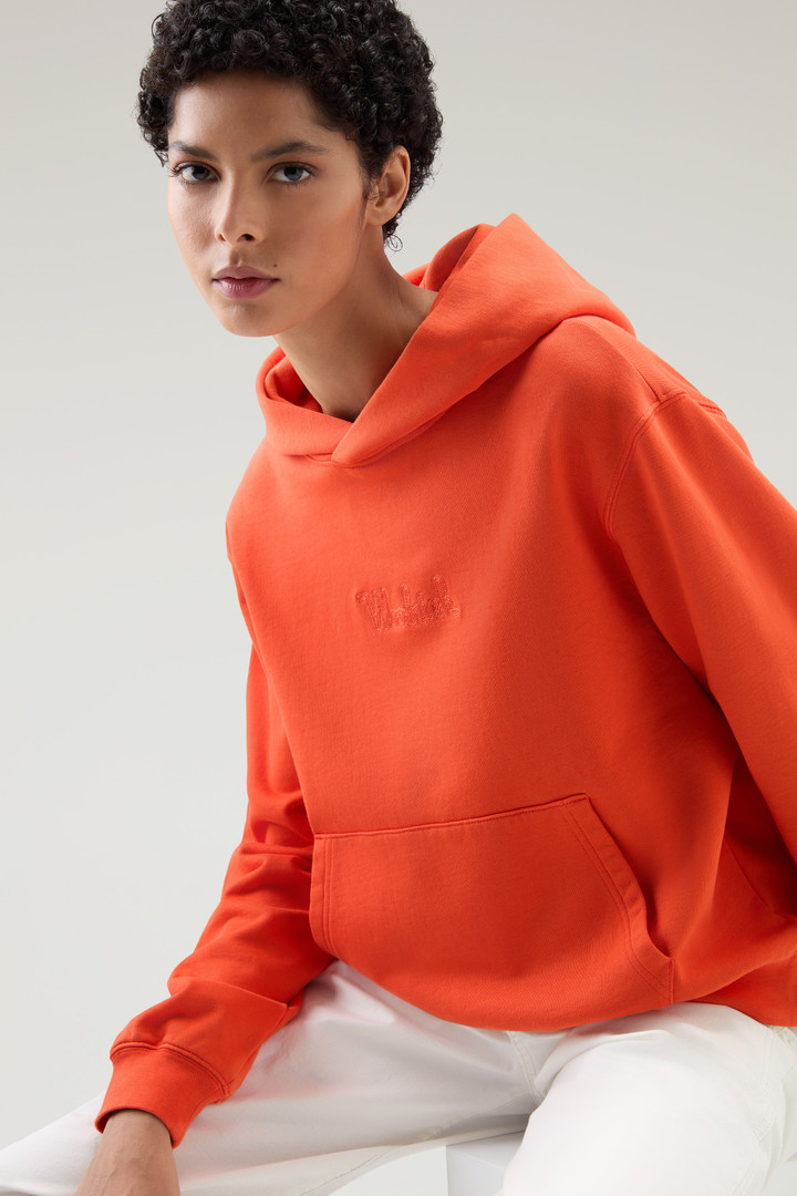Sweatshirt in Pure Cotton with Hood and Embroidered Logo Orange photo 4 | Woolrich