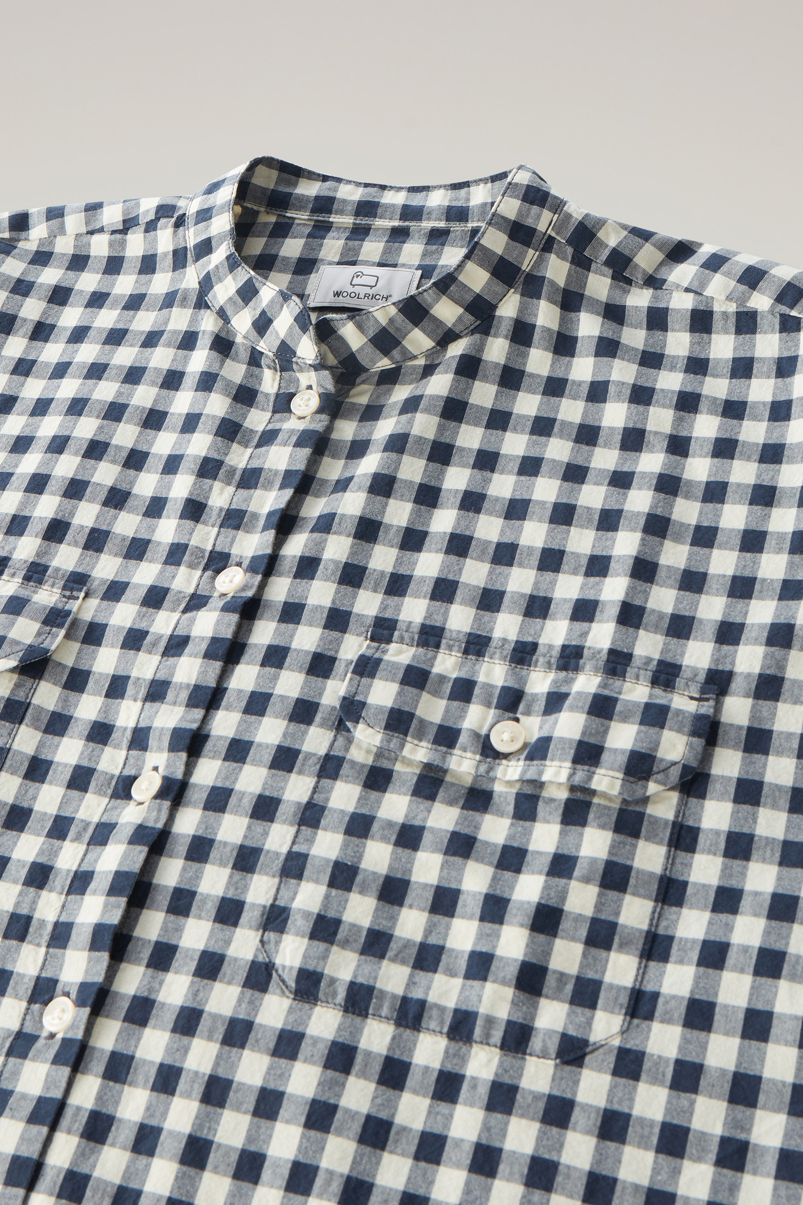 Blusa a maniche corte Appalachian Trail a quadri in puro cotone blu photo 6 | Woolrich