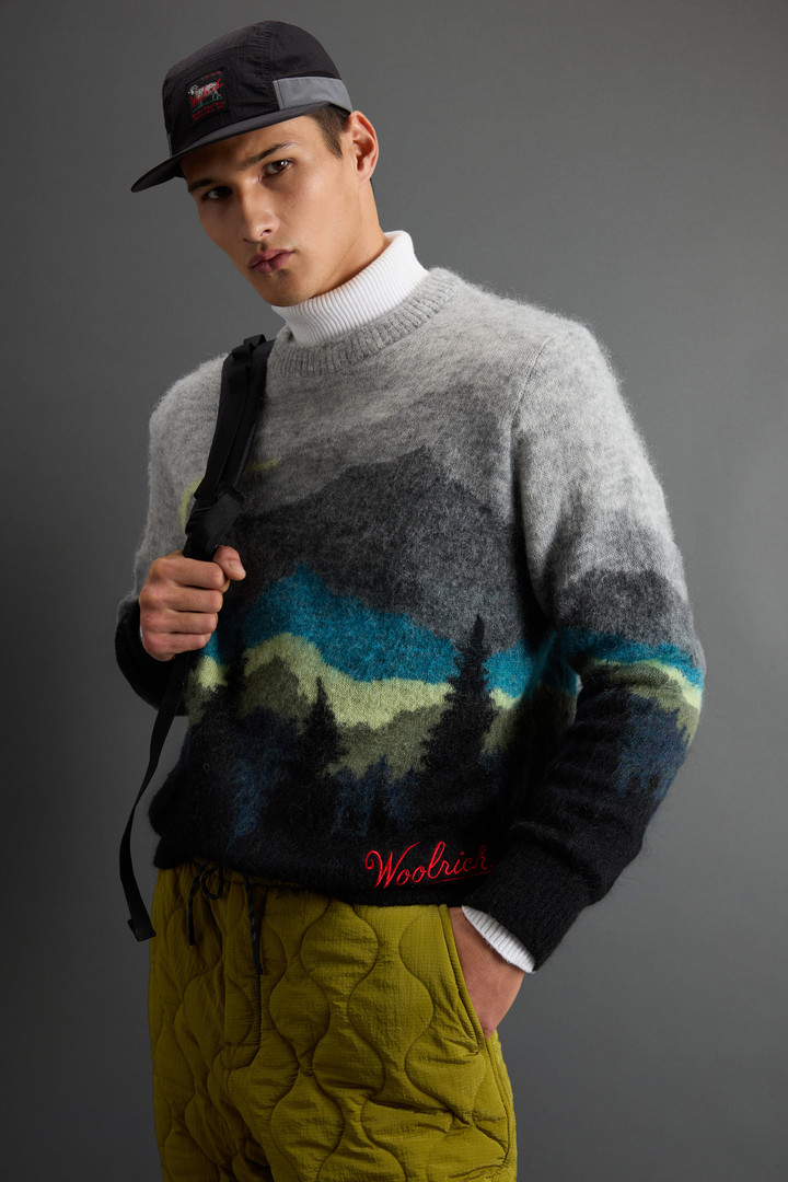 Mohair- and Wool-Blend Crewneck Sweater with Gradient Motif by Todd Snyder Gray photo 4 | Woolrich